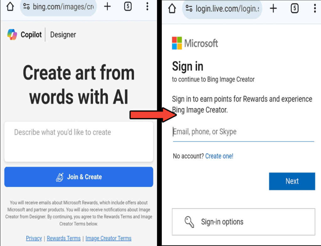Bing account ai image
