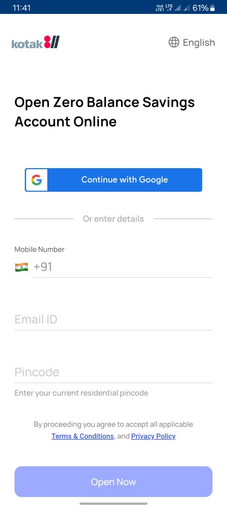 Kotak Mahindra Bank opening online