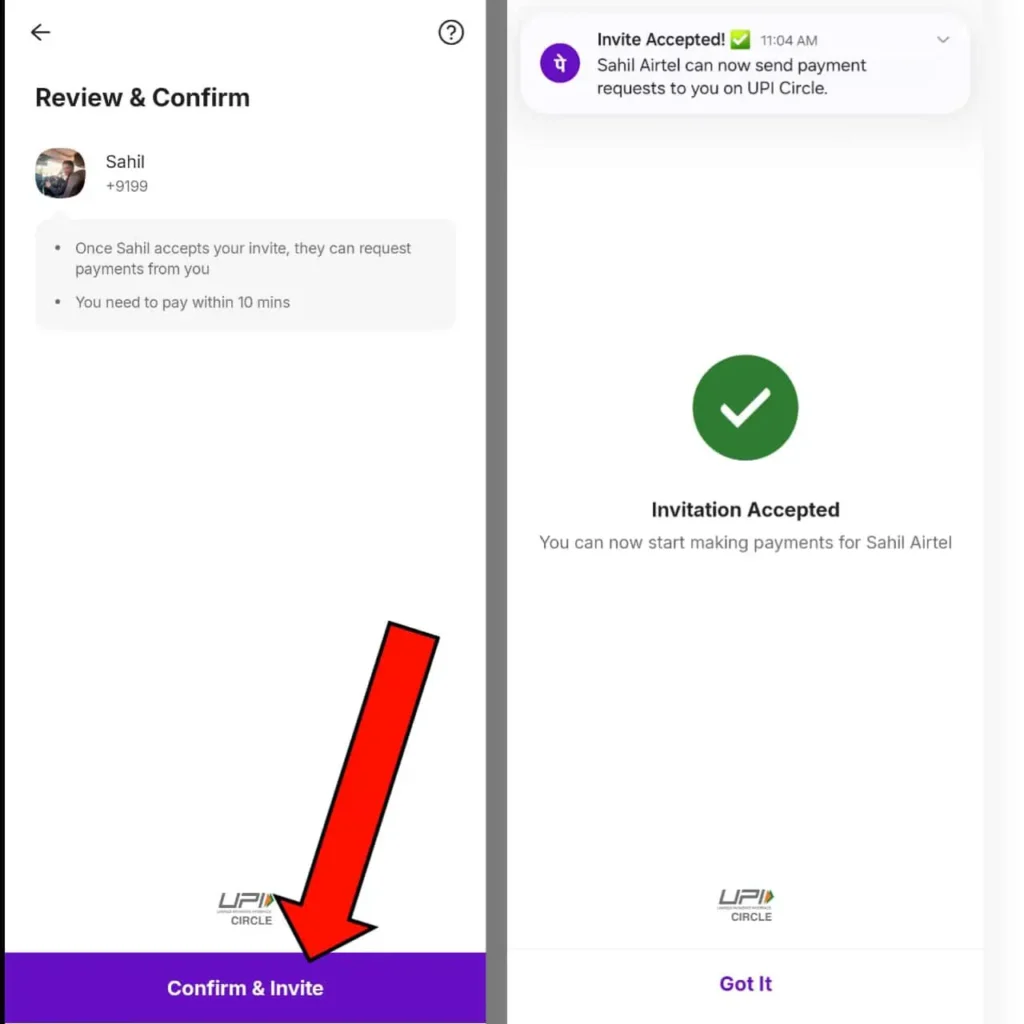 Phonepe upi circle Invitation