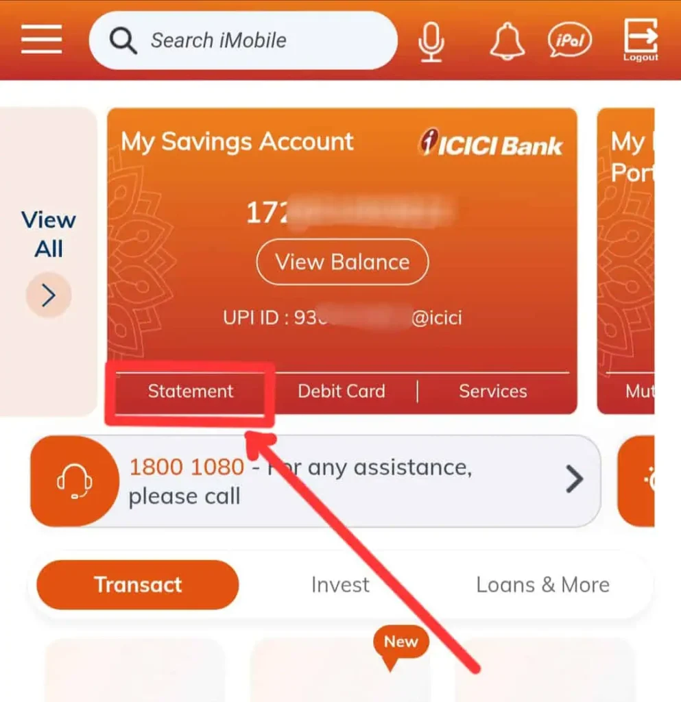Screenshot a iMobile ICICI Bank Se Statement Kaise Nikale