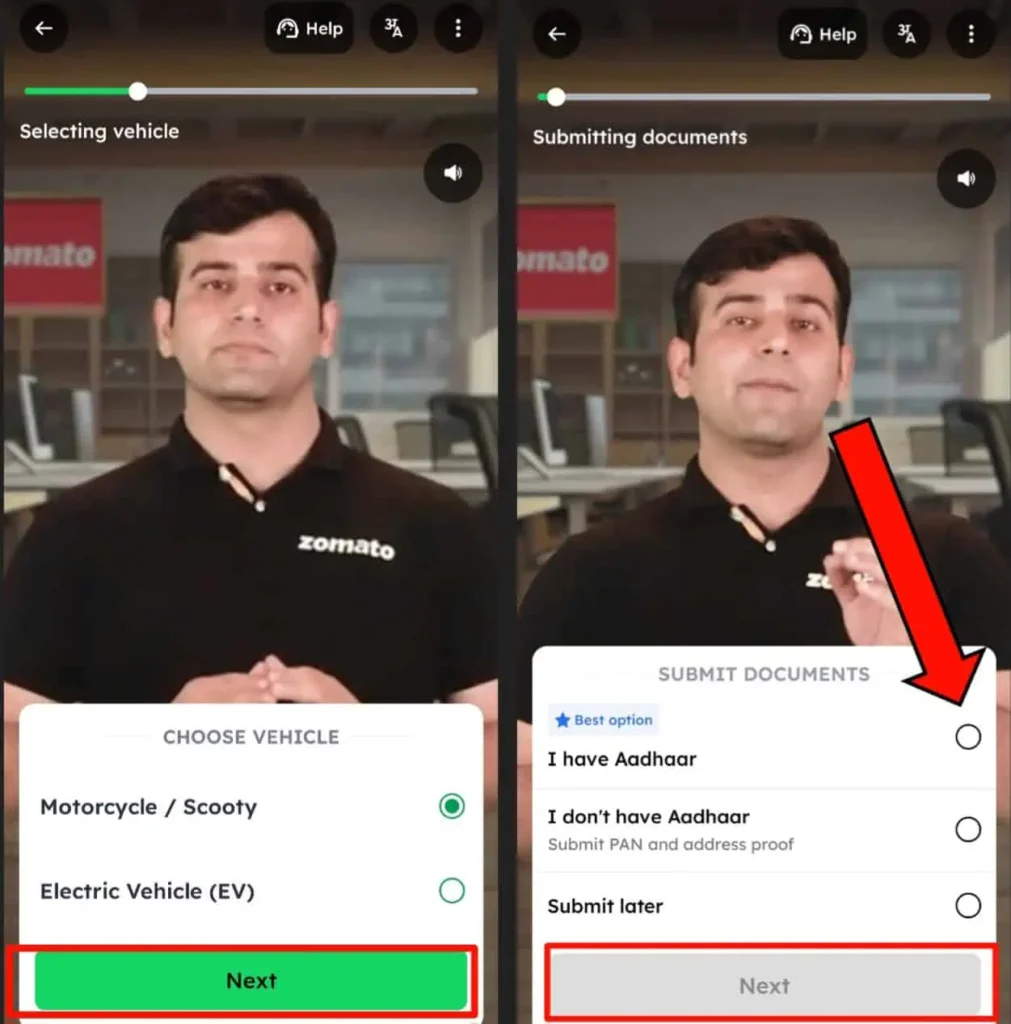 Zomato Delivery Boy Kyc Process