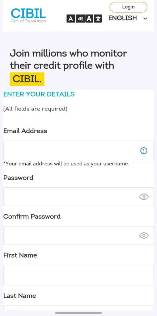 CIBIL Account Create Process