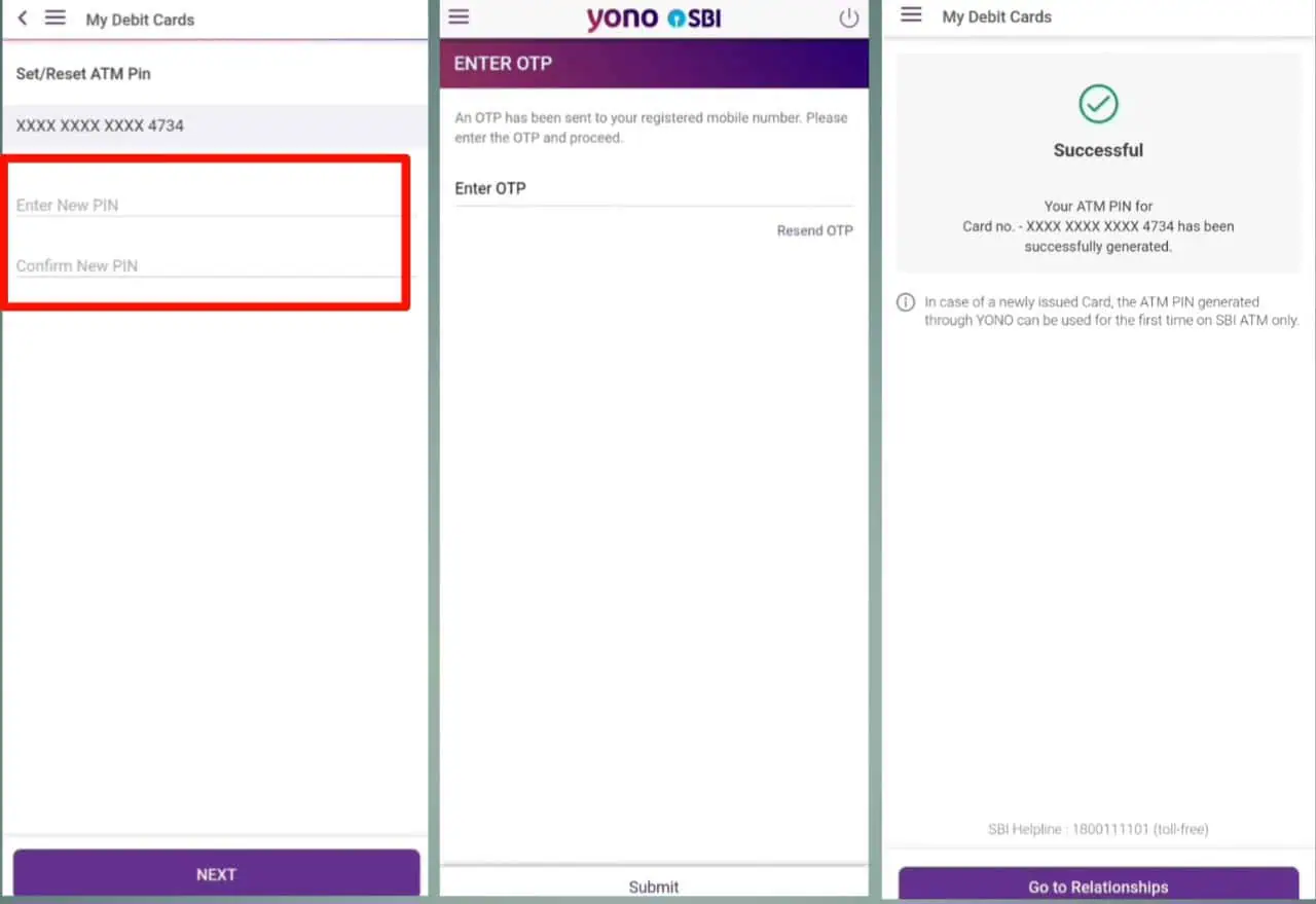 ATM PIN Generate Through YONO SBI