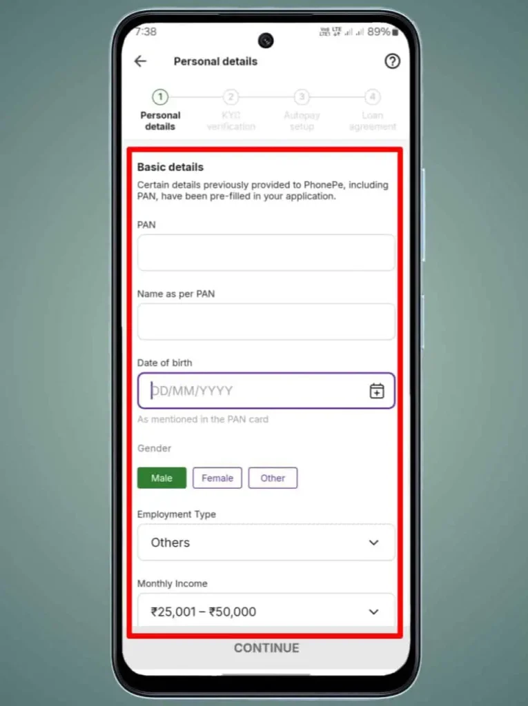 Phonepe Personal Loan Apply Form