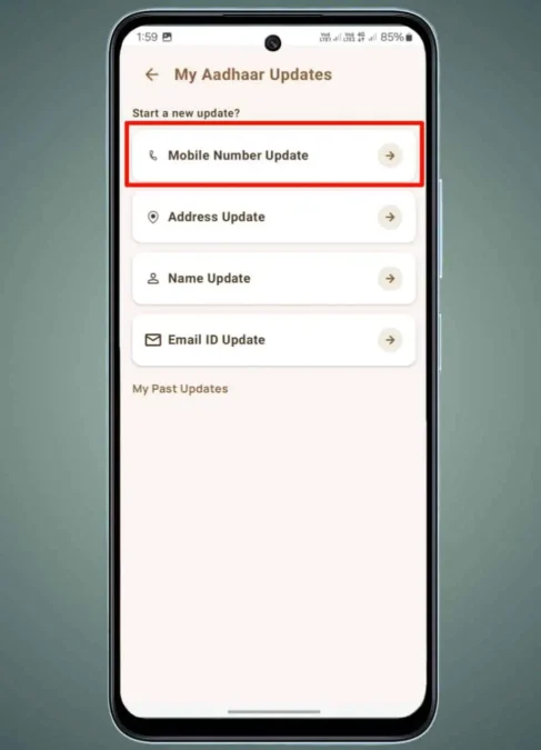 Aadhaar Mobile Number Update Online